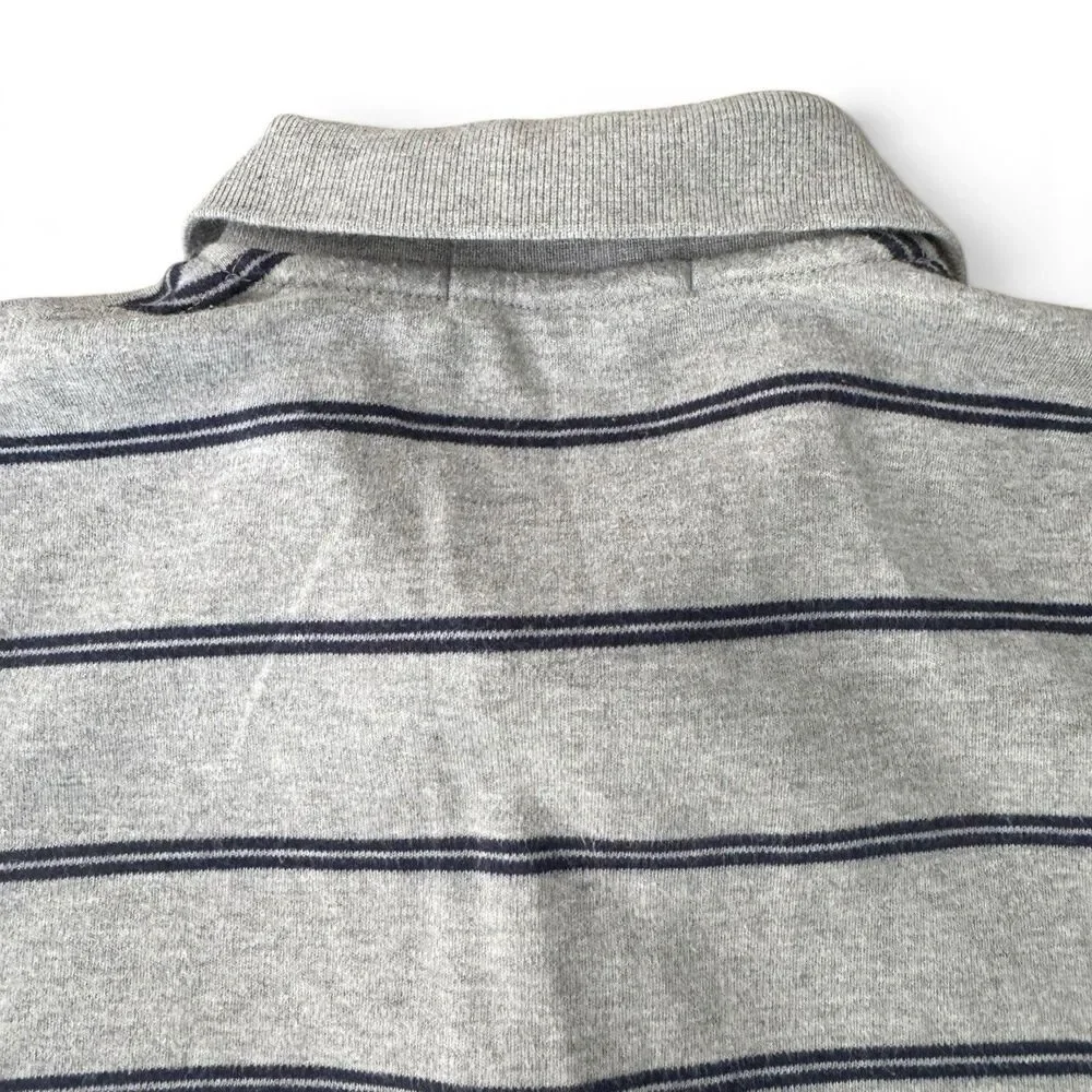 Ralph Lauren Polo Shirt Men L Gray Blue Stripe Golf Classic Cotton Pony Logo